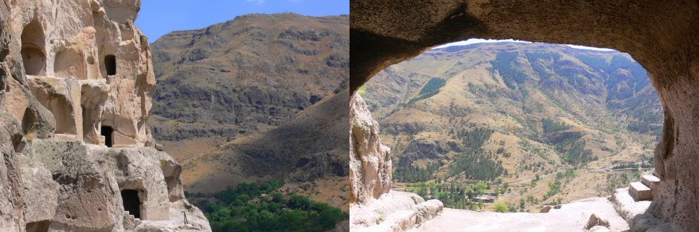 Explore Vardzia Georgia Medieval cave monastery of Vardzia with chambers carved across a mountain cliff in southern Georgia