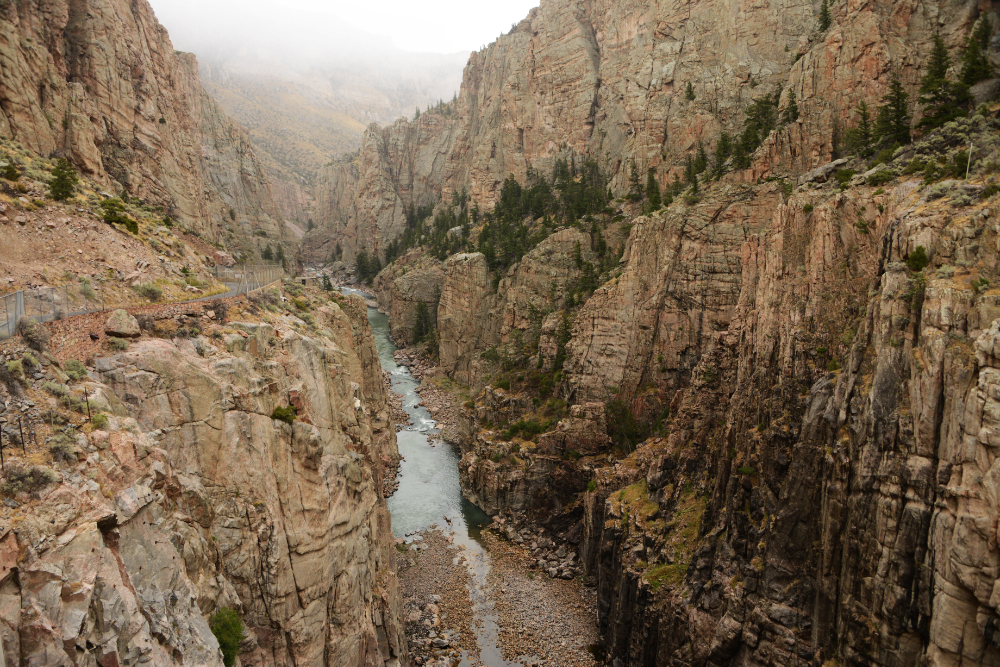 Shoshone River Canyon Deep canyon and Shoshone River below Buffalo Bill Dam