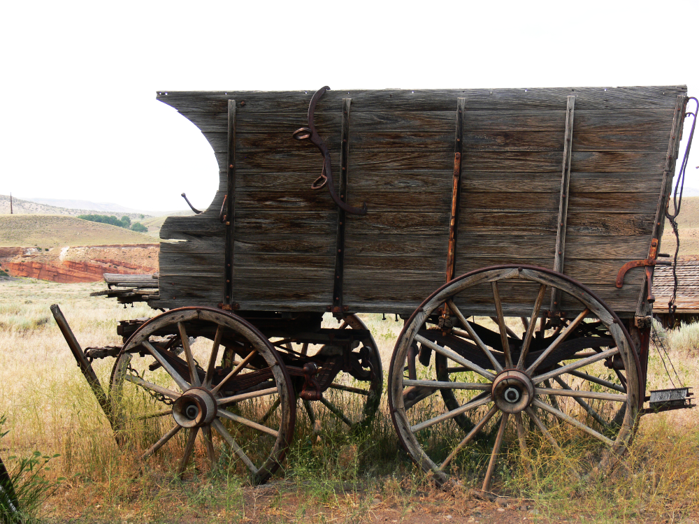 Frontier Carriage Historic horse-drawn carriage at Old Trail Town in Cody