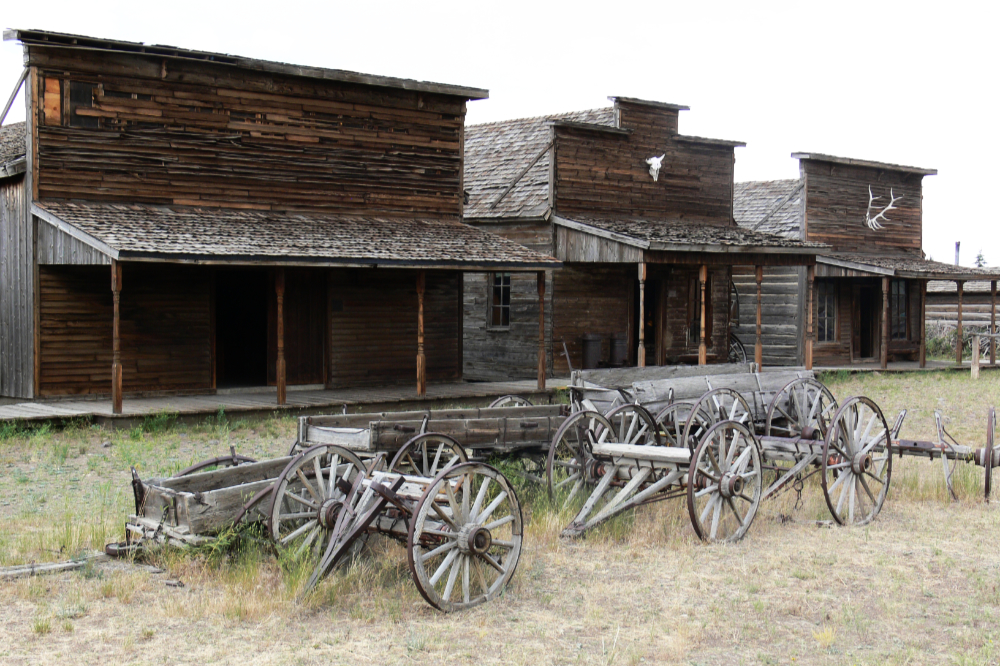 Old Trail Town in Cody Historic frontier buildings at Old Trail Town in Cody Wyoming