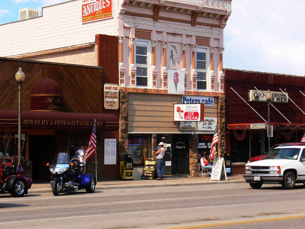Shops in Cody Western-themed shops in downtown Cody Wyoming
