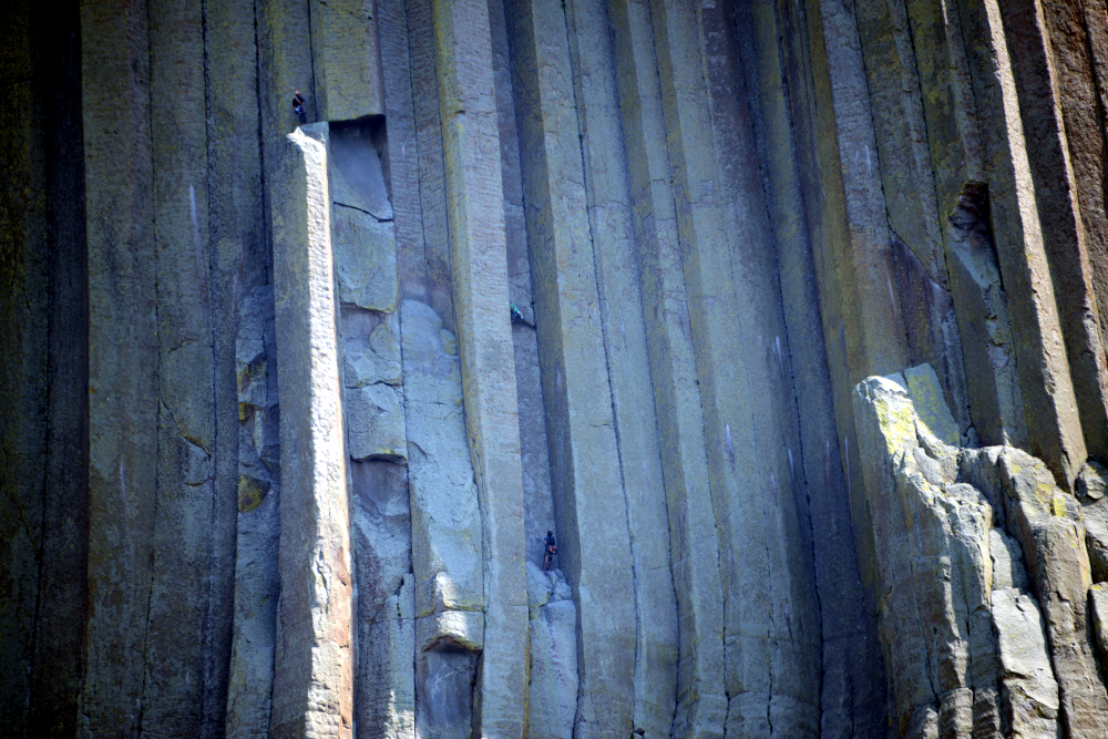 Devils Tower Climbers Rock climbers on Devils Tower Wyoming