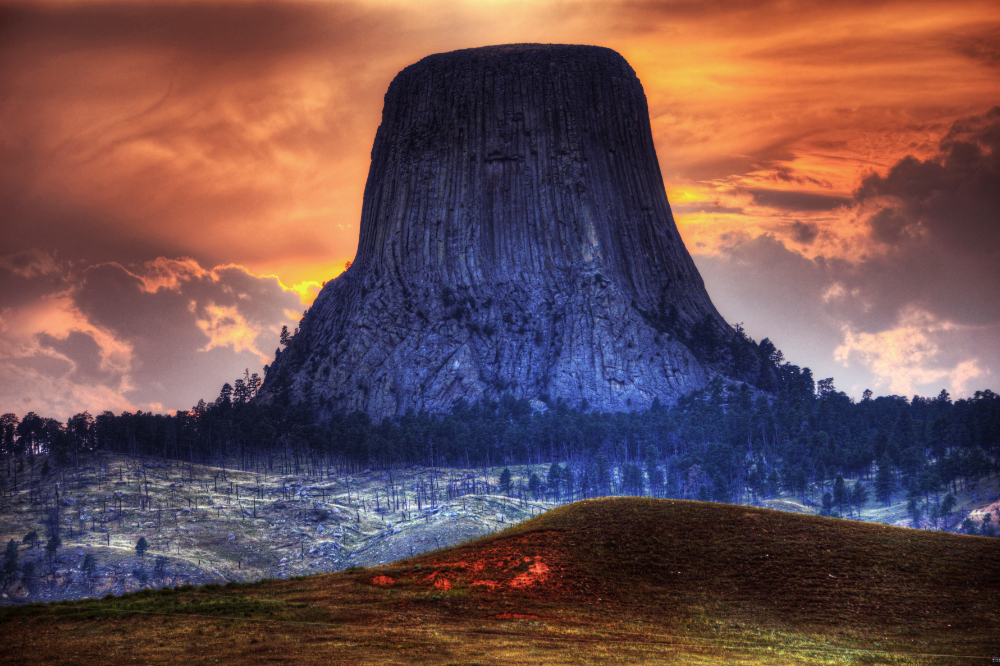 Devils Tower Devils Tower Wyoming at sunset